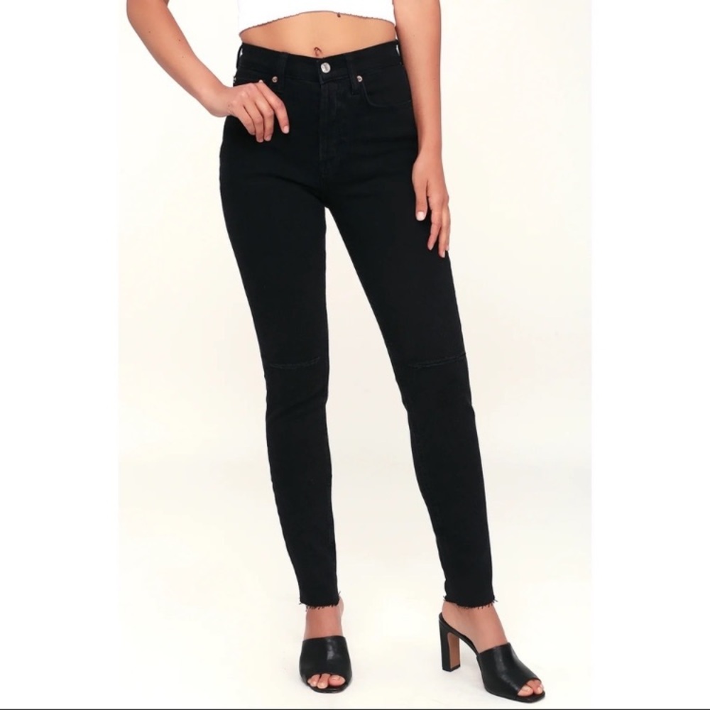 Free People Stella Black High Waisted Skinny Jeans Stretch 25